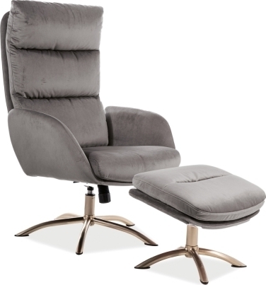 Monroe f�t�lj med fotpall i gr� sammet