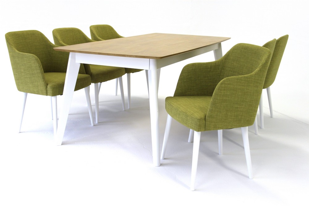 Sarek matgrupp - Bord inklusive 6 st stolar - Vit/ek