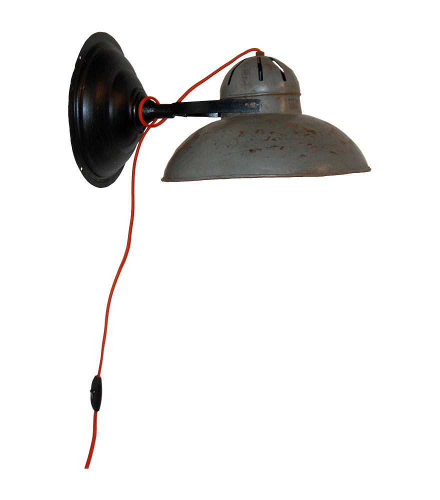 Halden v�gglampa - Vintage gr�/svart