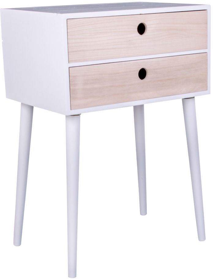 Rimini nachtkastje - Wit/naturel