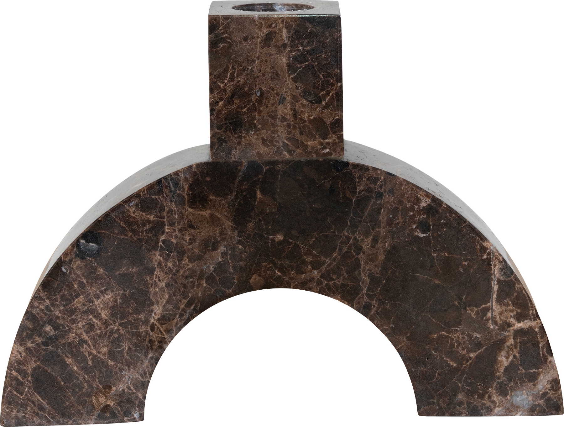 Marma ljusstake b�ge i brun marmor