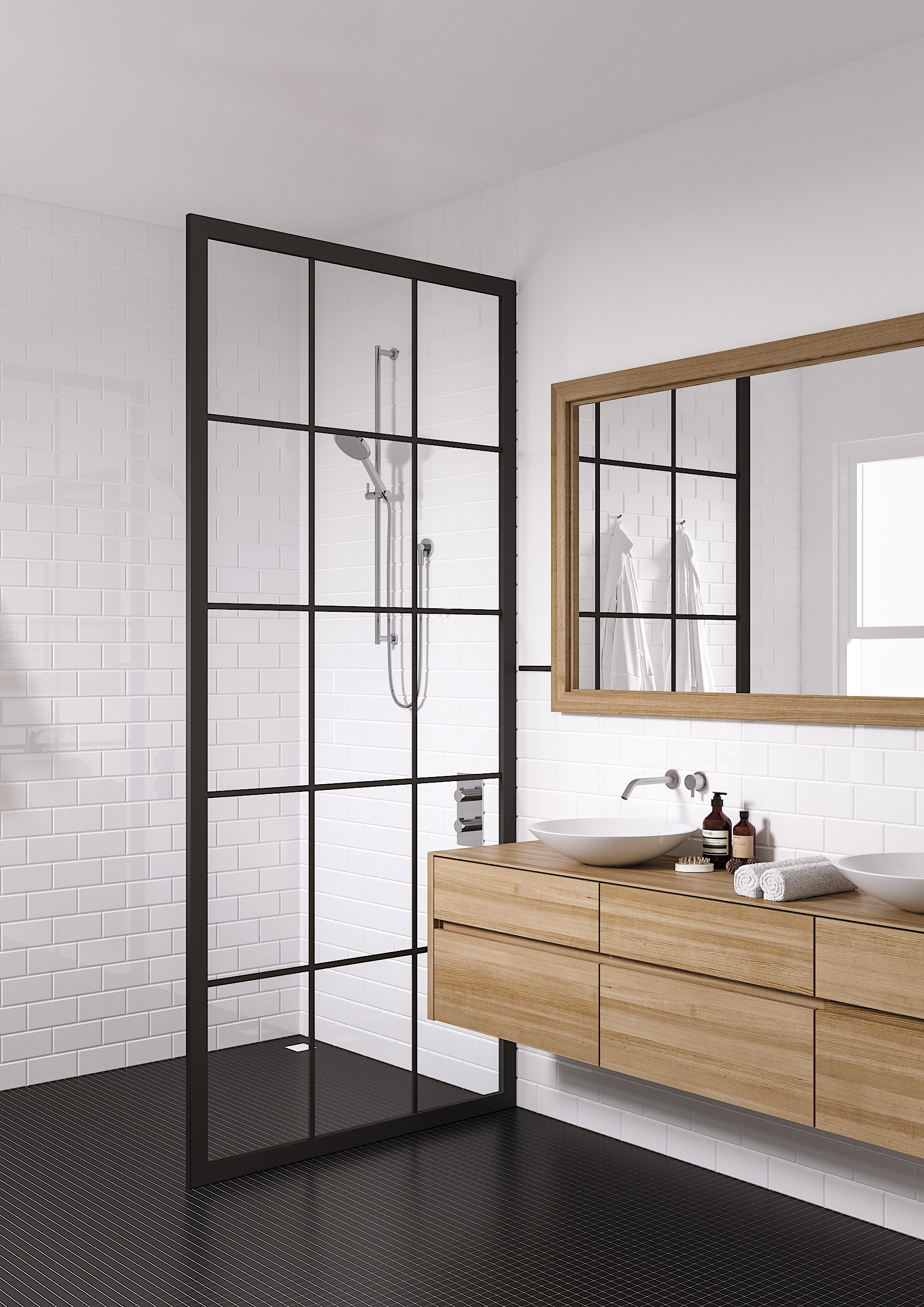 Industriv�gg duschv�gg - Valfritt m�tt