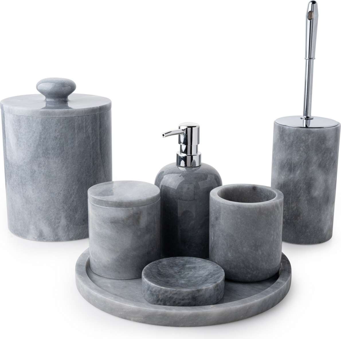 Badrumsset i gr� marmor fr�n Verona med 7 delar