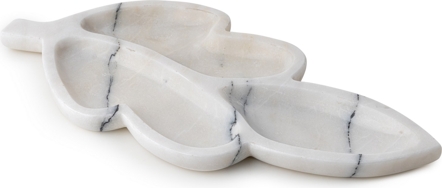 Lövformat dekorationsfat i vit marmor från Sicilien Lövformat dekorationsfat i vit marmor från Sicilien