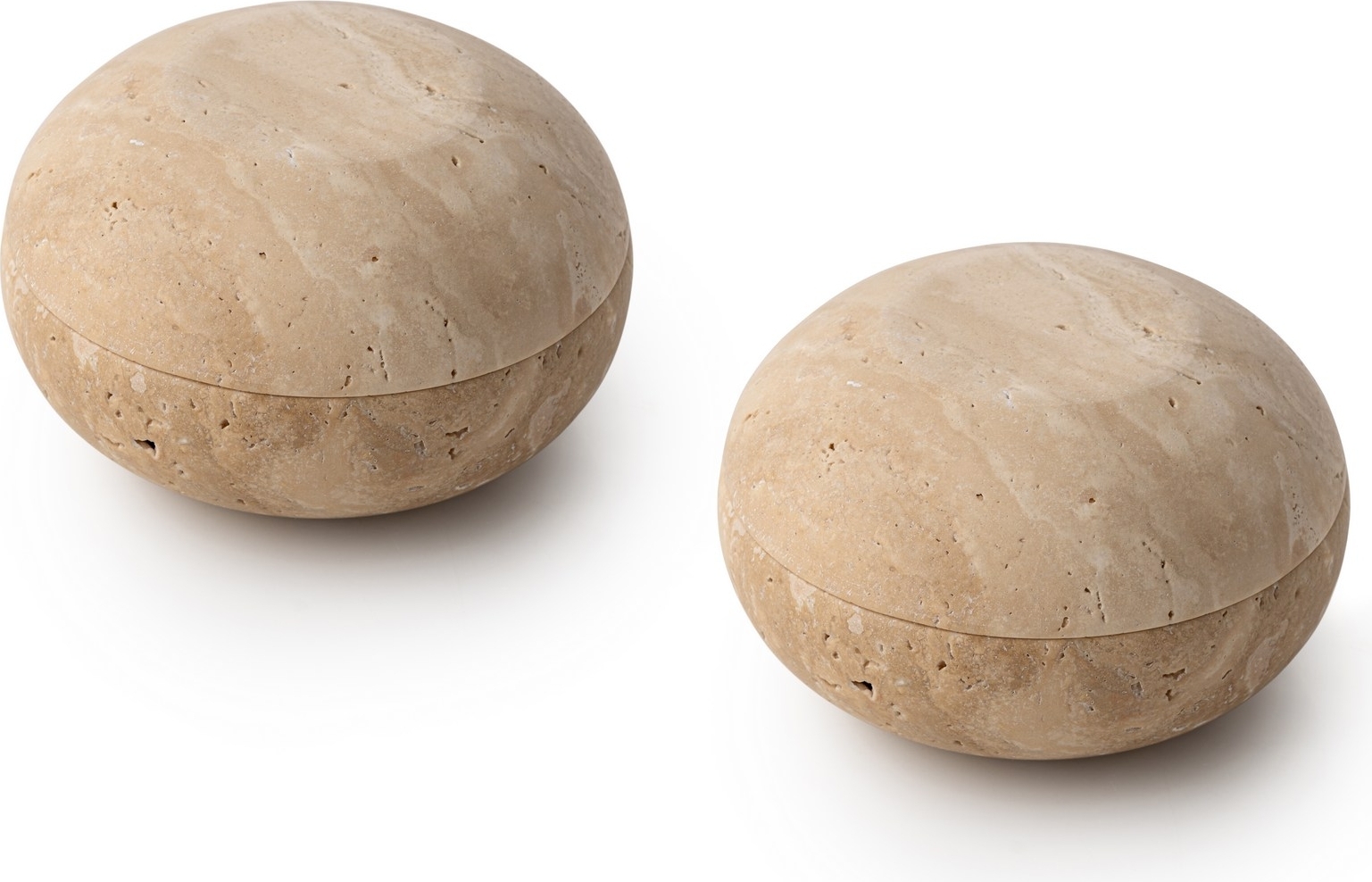 Sk�l med lock i beige Travertinmarmor