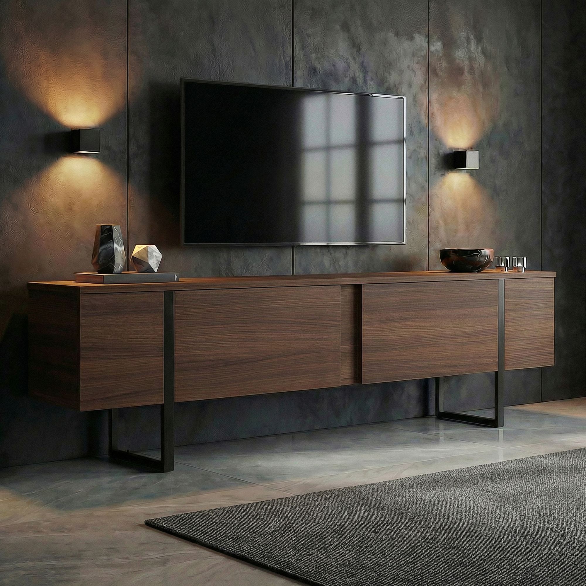 TV-b�nk Orost 180 cm - Milano valn�t/svart