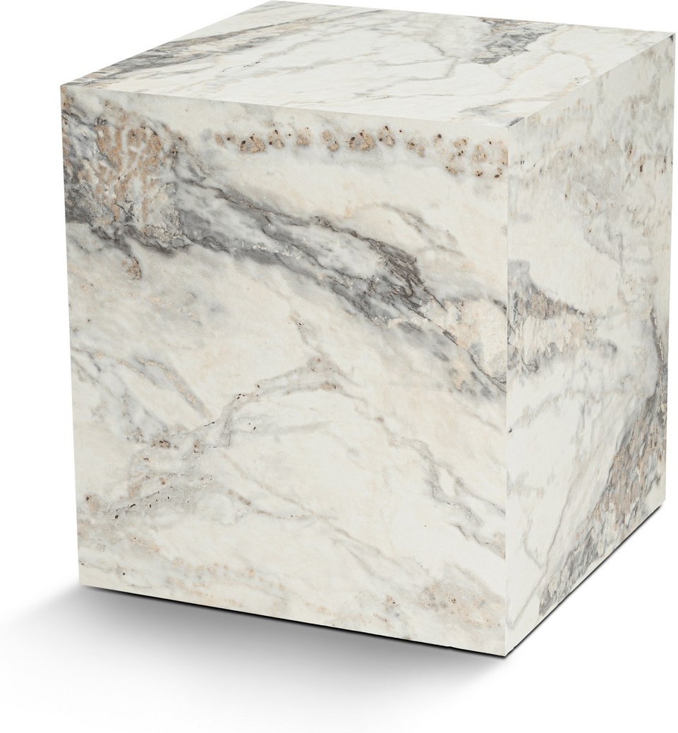 Cubo sidobord 45 x 45 cm - Vit marmor