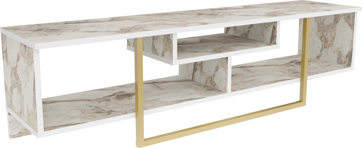 Asal mediabank 150 cm - Wit marmer/goud Asal mediabank 150 cm - Wit marmer/goud