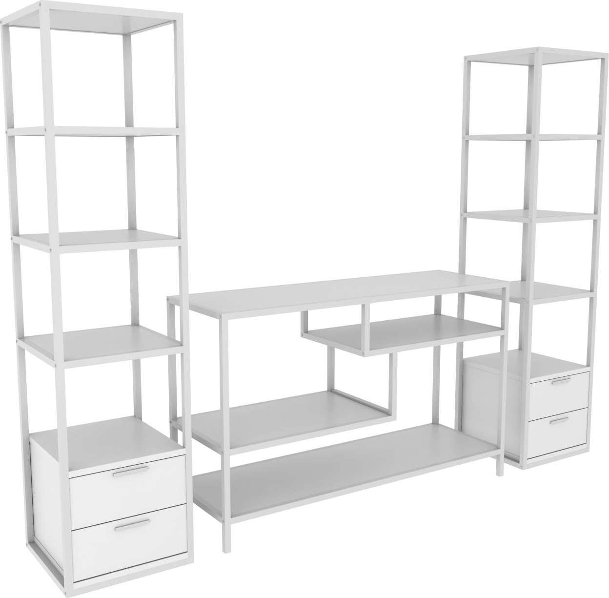 Robbins mediabank met planken - Wit