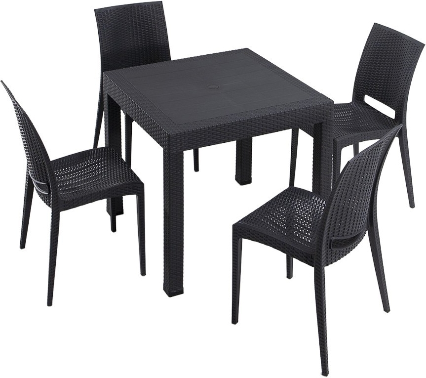 Meco buiteneetgroep met 4 stoelen - Antraciet Meco buiteneetgroep met 4 stoelen - Antraciet