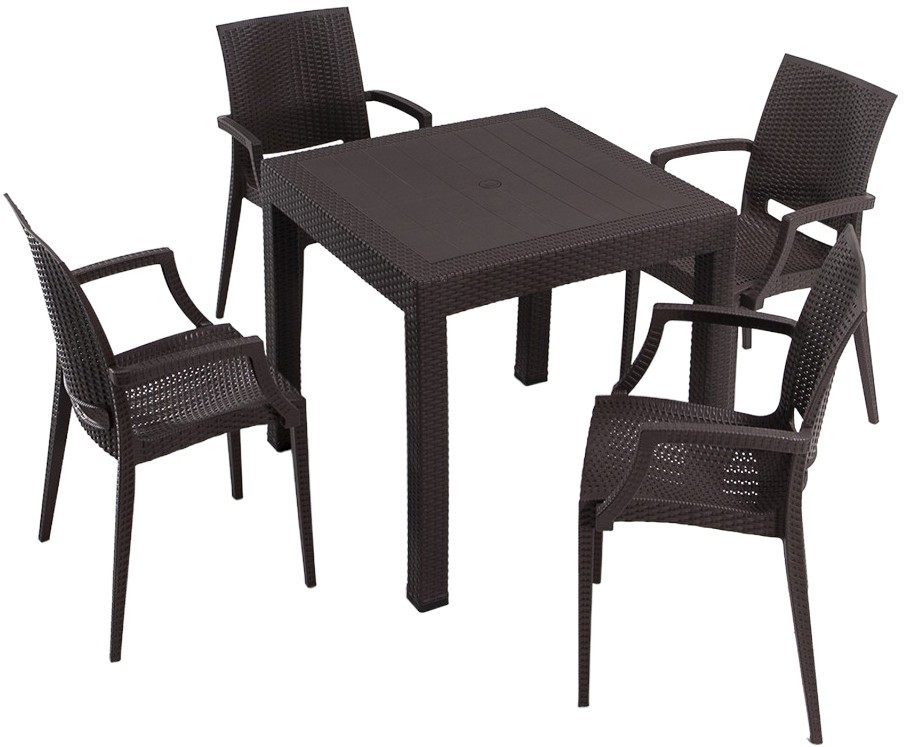 Meco buiteneetgroep met framestoelen - Bruin Meco buiteneetgroep met framestoelen - Bruin