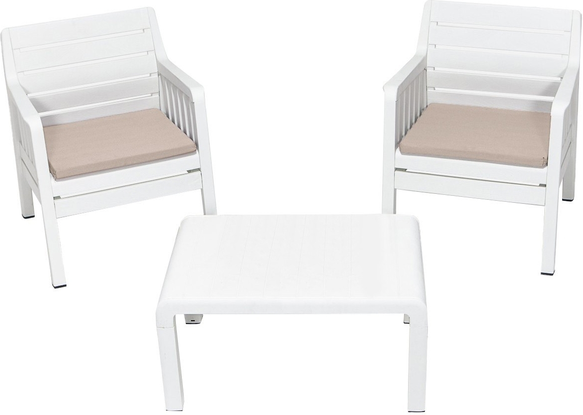 Lara loungegroep met 2 fauteuils en tafel - Wit Lara loungegroep met 2 fauteuils en tafel - Wit