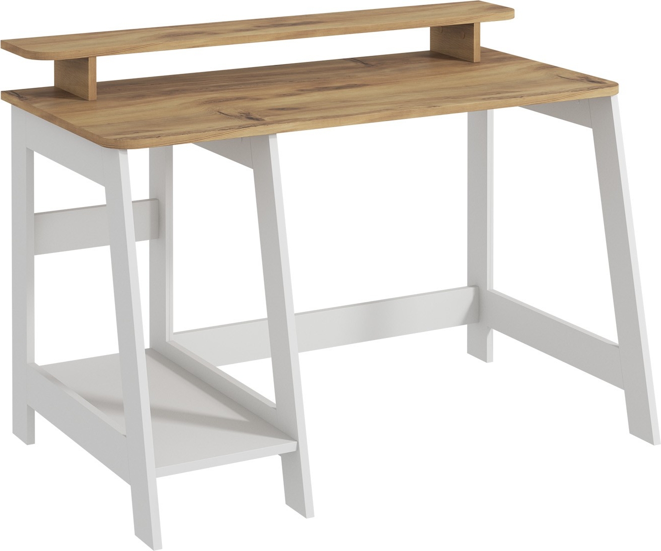 Country skrivbord 120 x 60 cm - Vit/ek