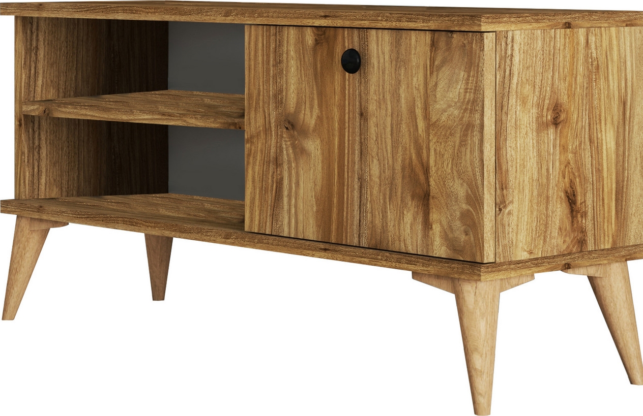 Retro mediabank 90 cm - Walnoot