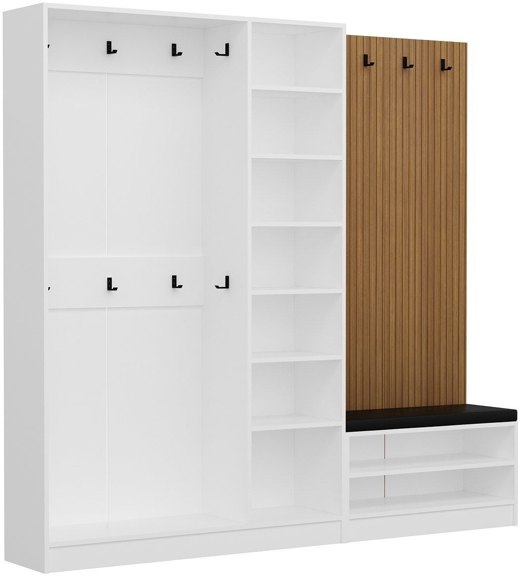 Armadio hallm�bel 225 x 35 x 210 cm - Vit/beige