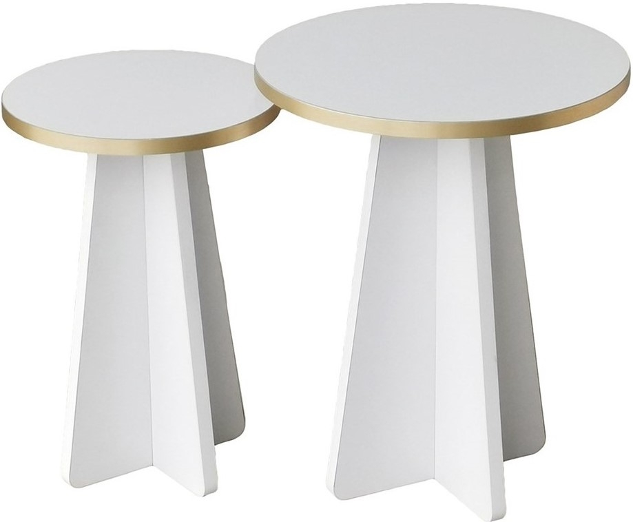 Paddestoel bijzettafelset �30/40 cm - Goud/wit