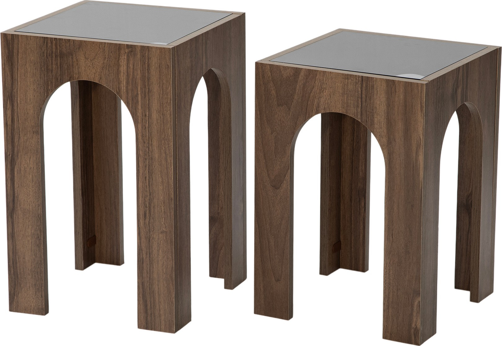Seine bijzettafelset 35/35 x 35/35 cm - Walnoot/donkergrijs