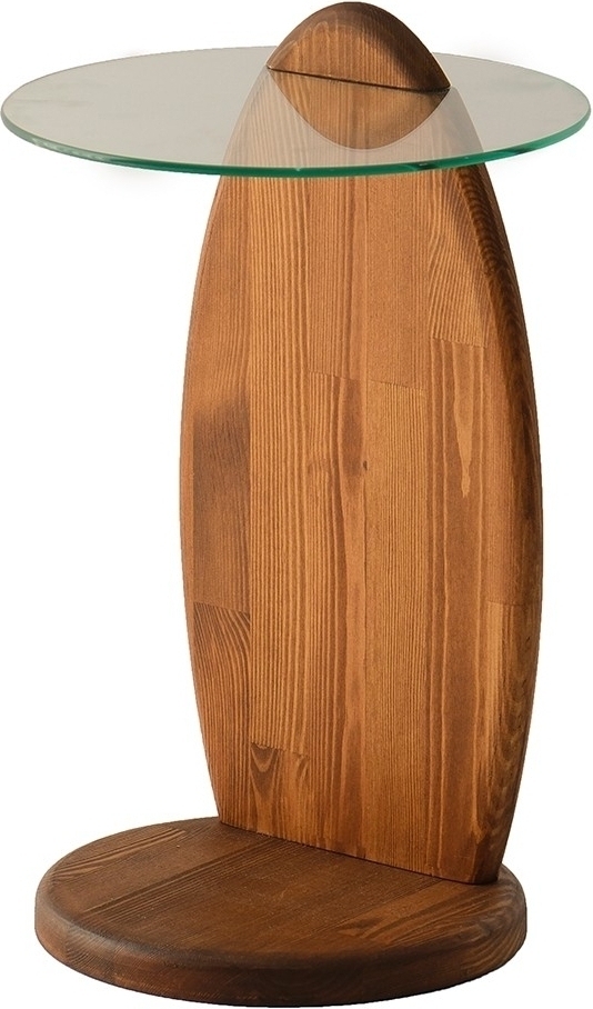 Surf bijzettafel Ø35 cm - Kastanje/helder glas Surf bijzettafel Ø35 cm - Kastanje/helder glas