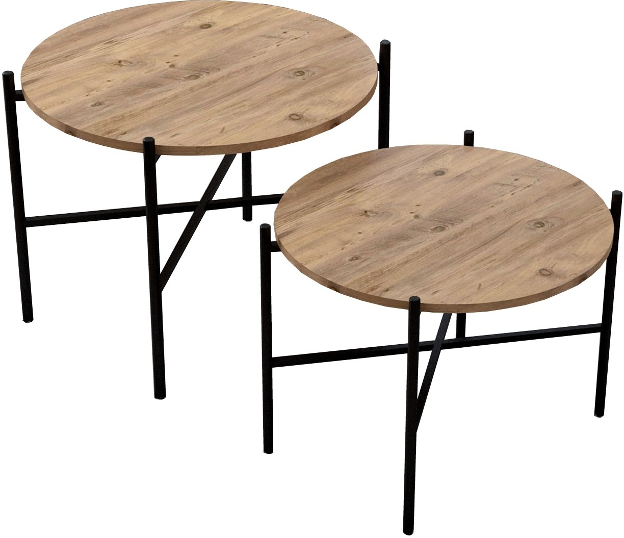 Thermo salontafelset Ø60/50 cm - Grenen/zwart Thermo salontafelset Ø60/50 cm - Grenen/zwart