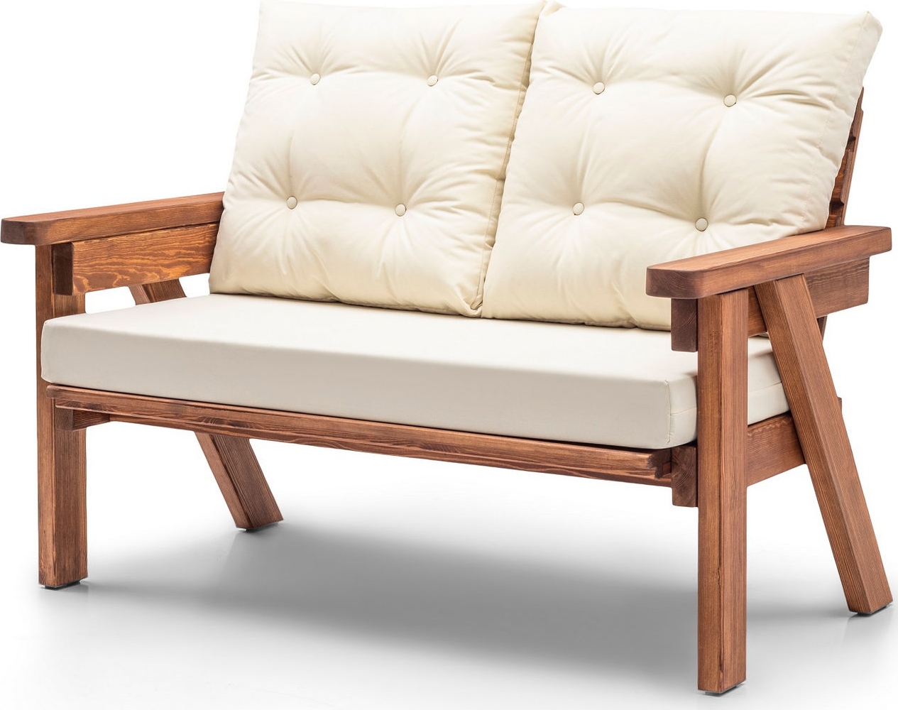 Atlant 2-sits utesoffa - Cream/valnöt + Textilvård för möbler Atlant 2-sits utesoffa - Cream/valnöt + Textilvård för möbler