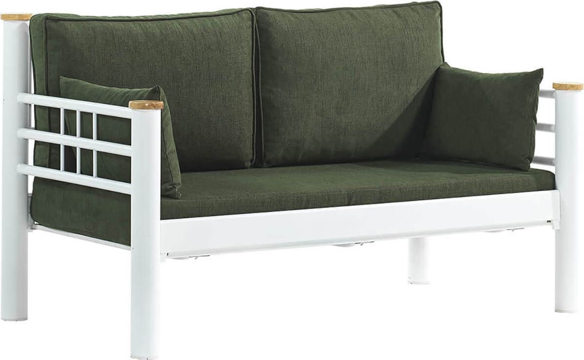 Kappis 2-zits buitenbank - Wit/groen + Meubelreiniging