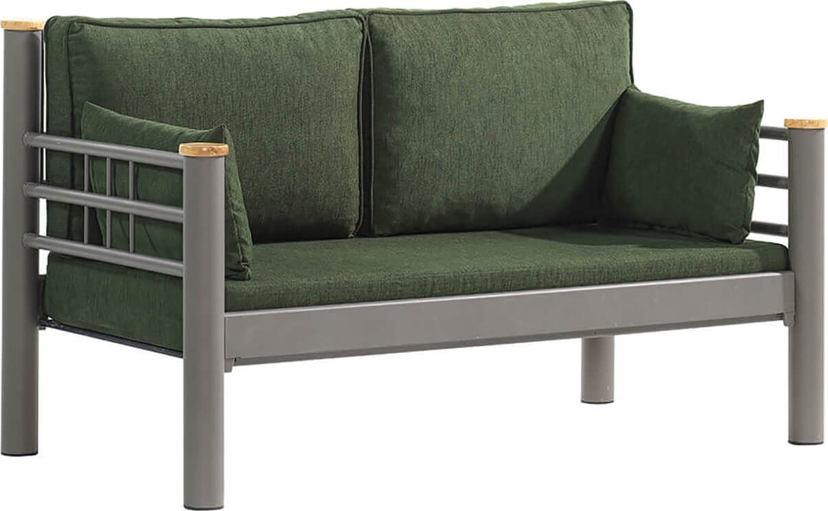 Kappis 2-zits buitenbank - Bruin/groen + Meubelreiniging