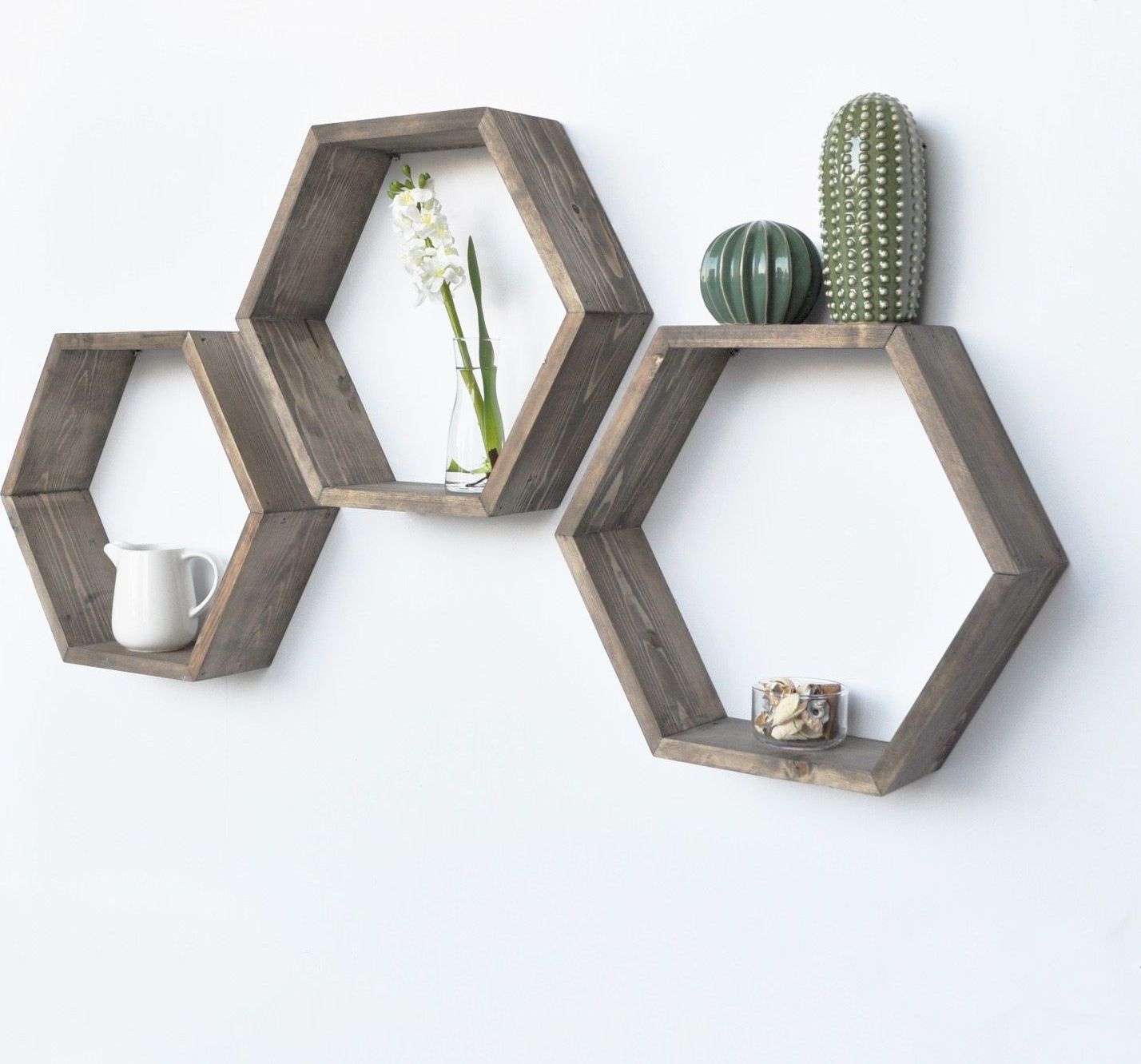 Hex wandplank - Walnoot