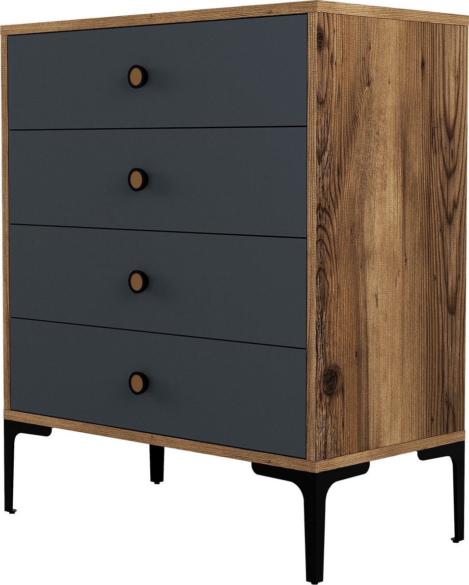 Lisbon ladekast - Walnoot/antraciet