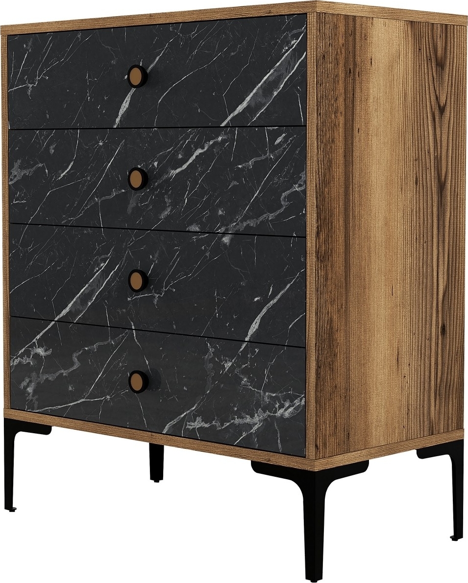 Lisbon ladekast - Walnoot/zwart