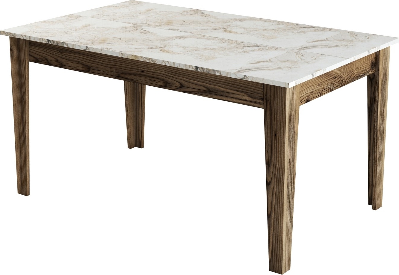 Milan matbord 145 x 88 cm - Vit marmor/valn�t