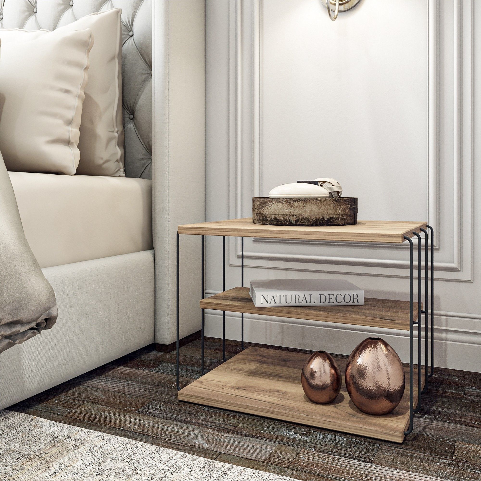 Lifon bijzettafel 50 x 34 cm - Grenen/zwart