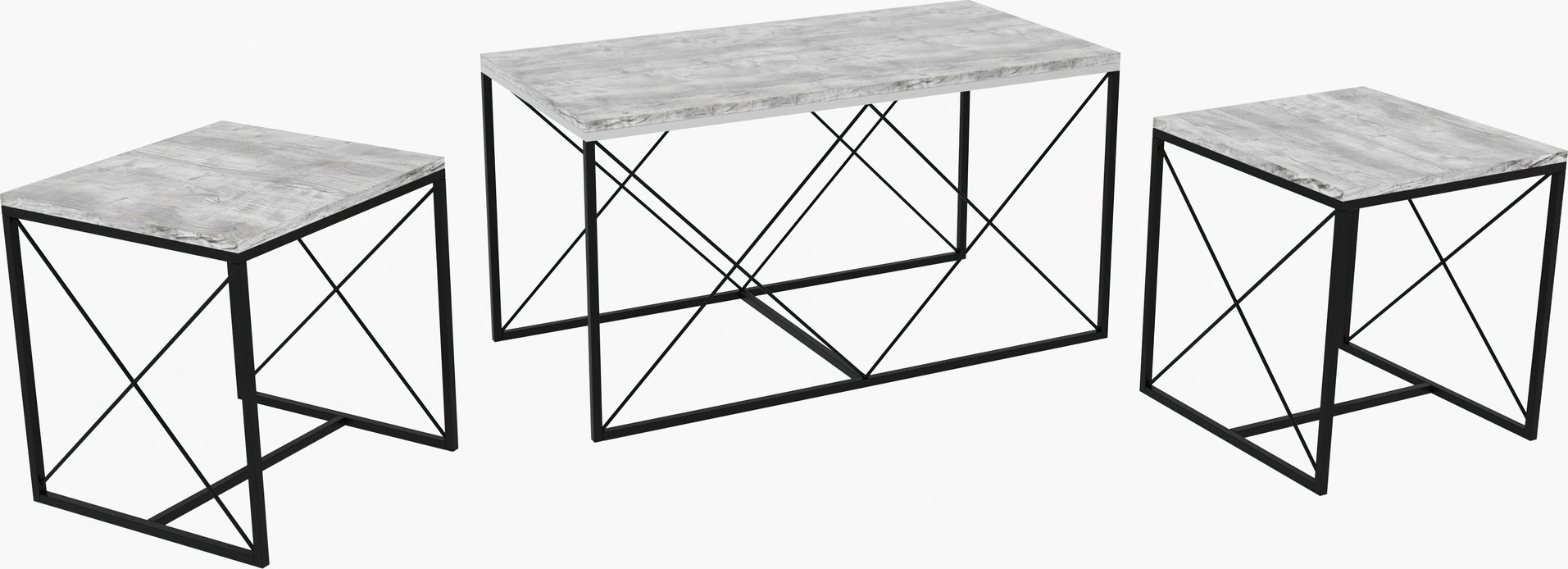 Ravina salontafel 45/100 x 45/50 cm - Lichtgrijs/zwart
