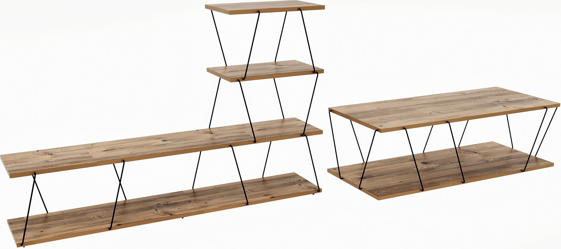 Basak m�belset - Furu/svart