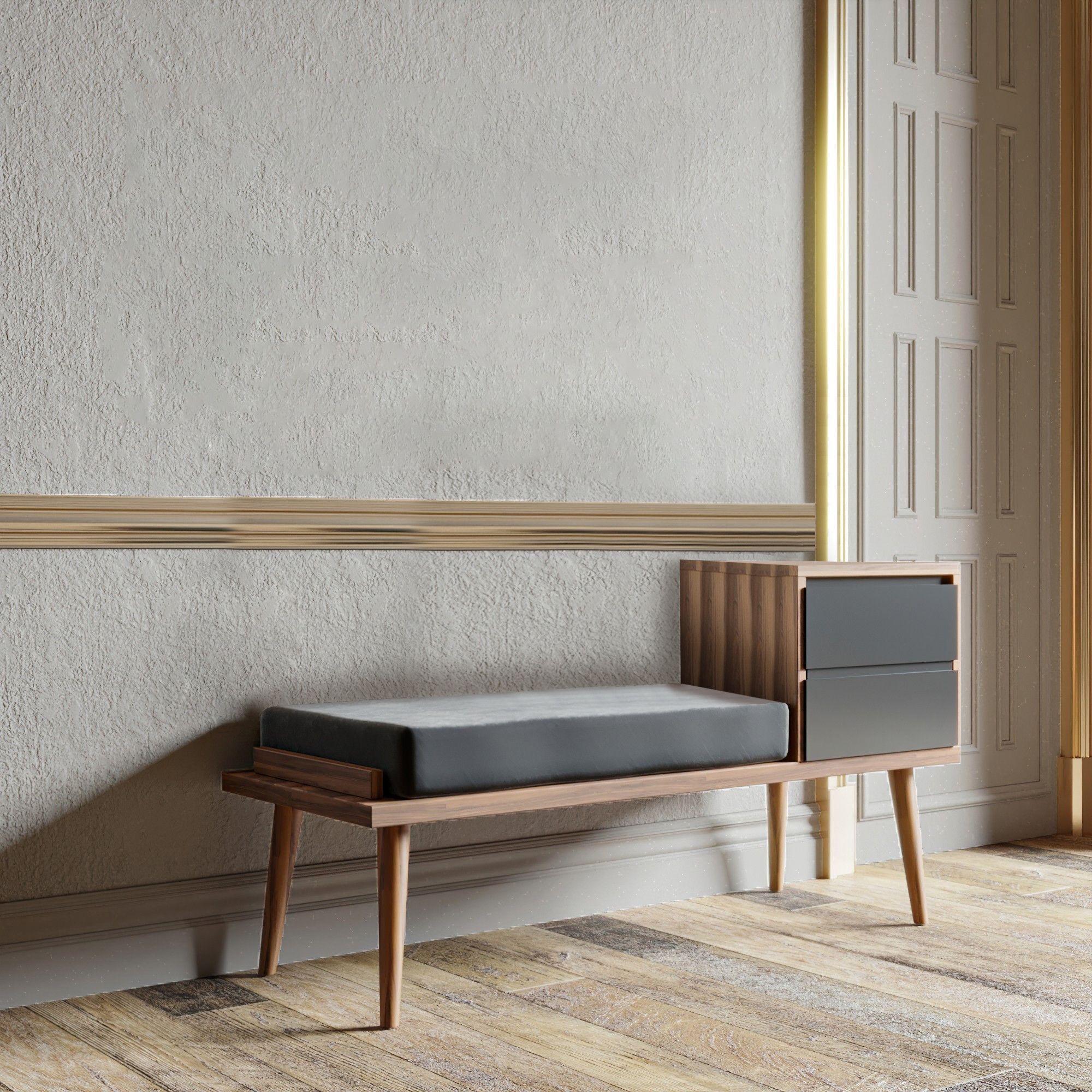 Rino halmeubel - Walnoot/antraciet