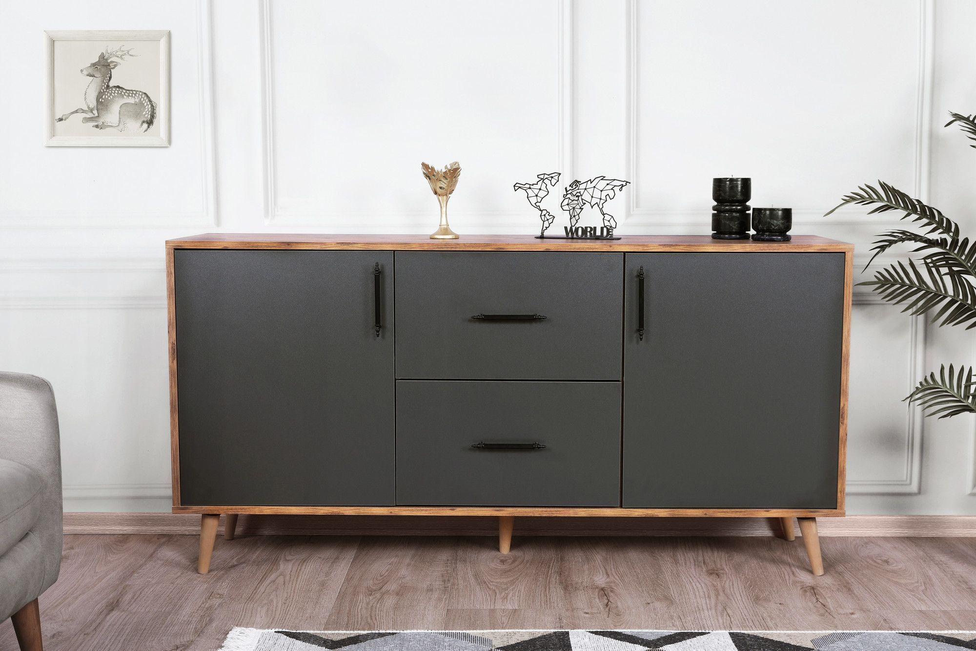 Cordoba dressoir - Walnoot/antraciet
