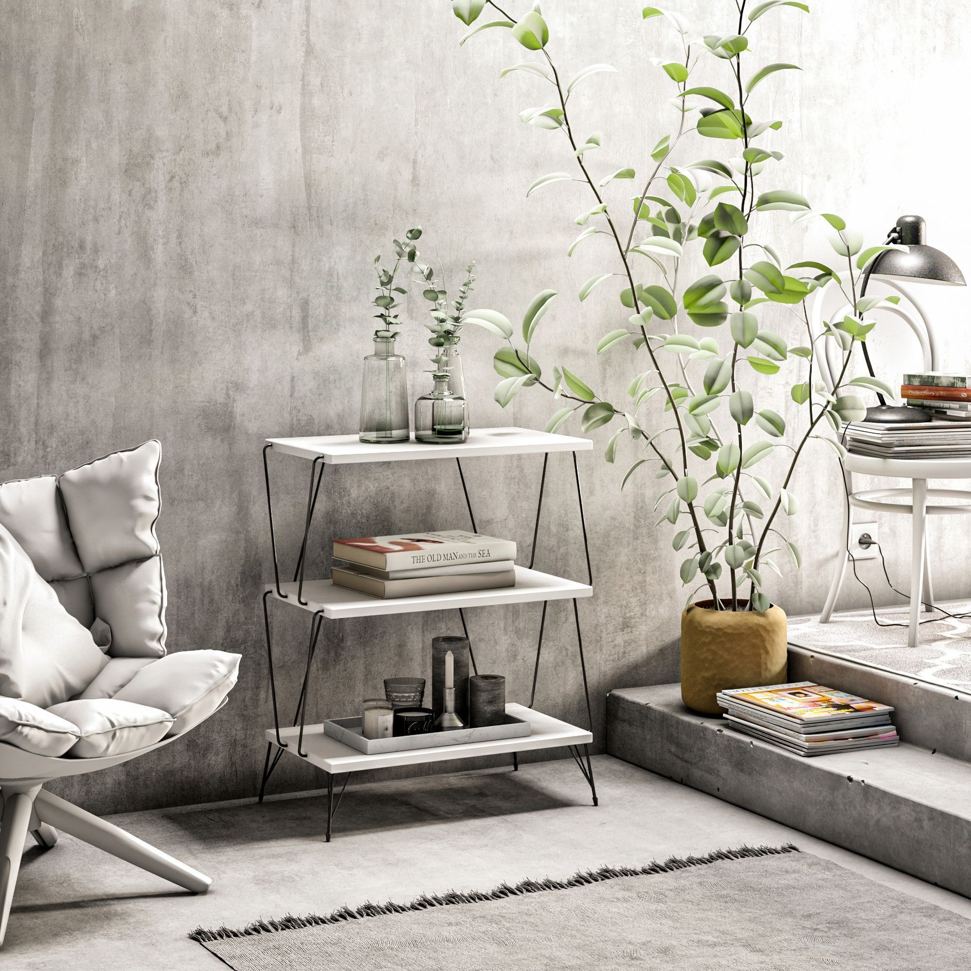 Lazando bijzettafel 48 x 31 cm - Wit