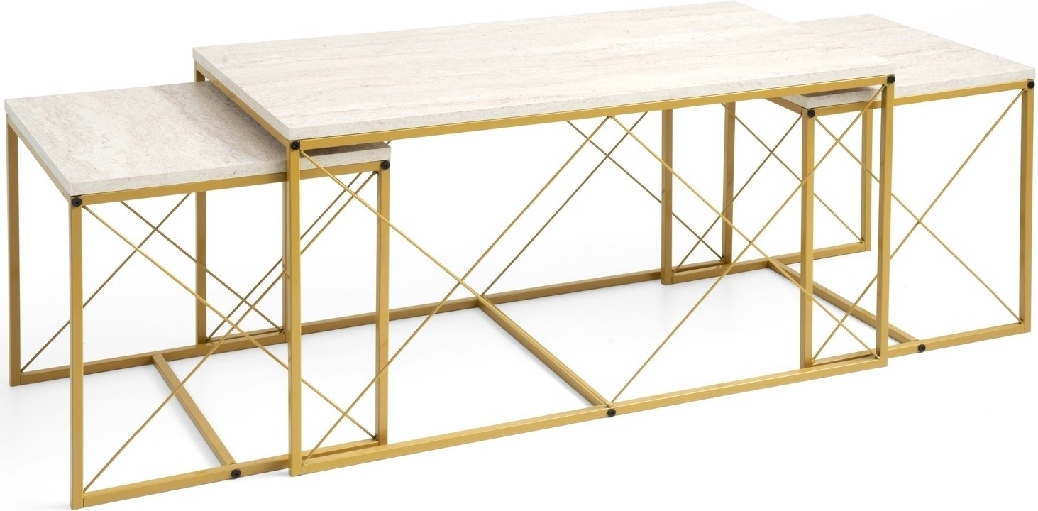 Satsbord Defne i 3 delar - Guld/marmor