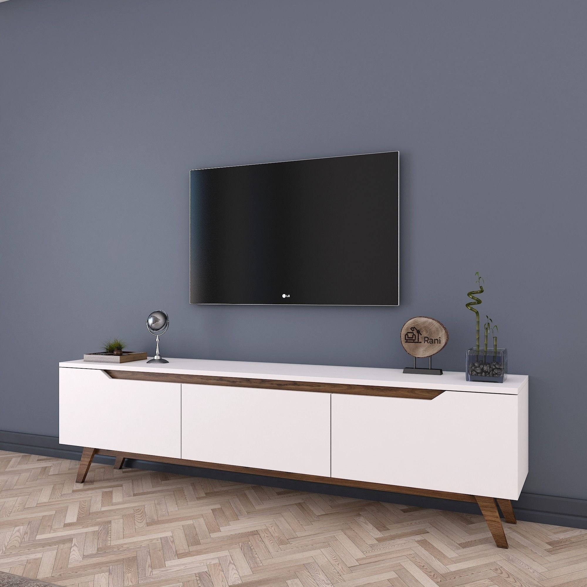 Moderne tv-meubel walnoot wit 180 cm