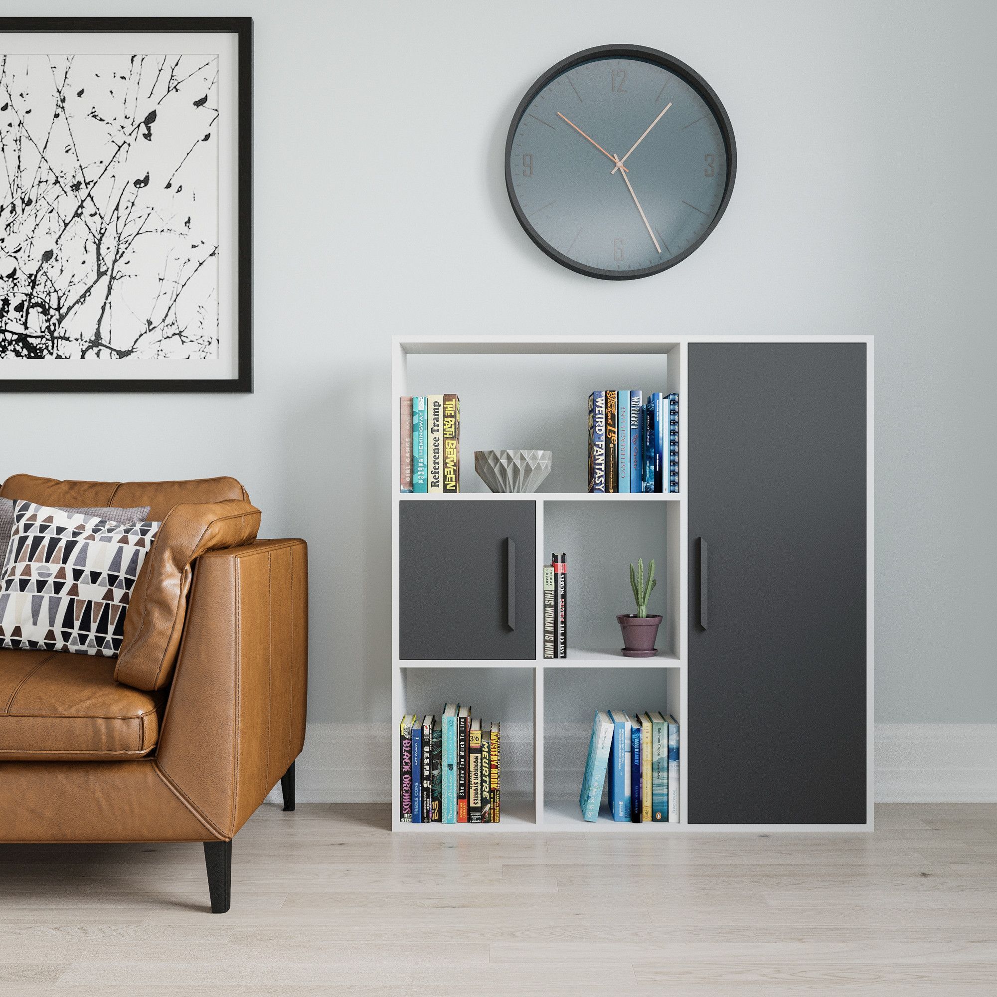 Ridge boekenkast - Wit/antraciet