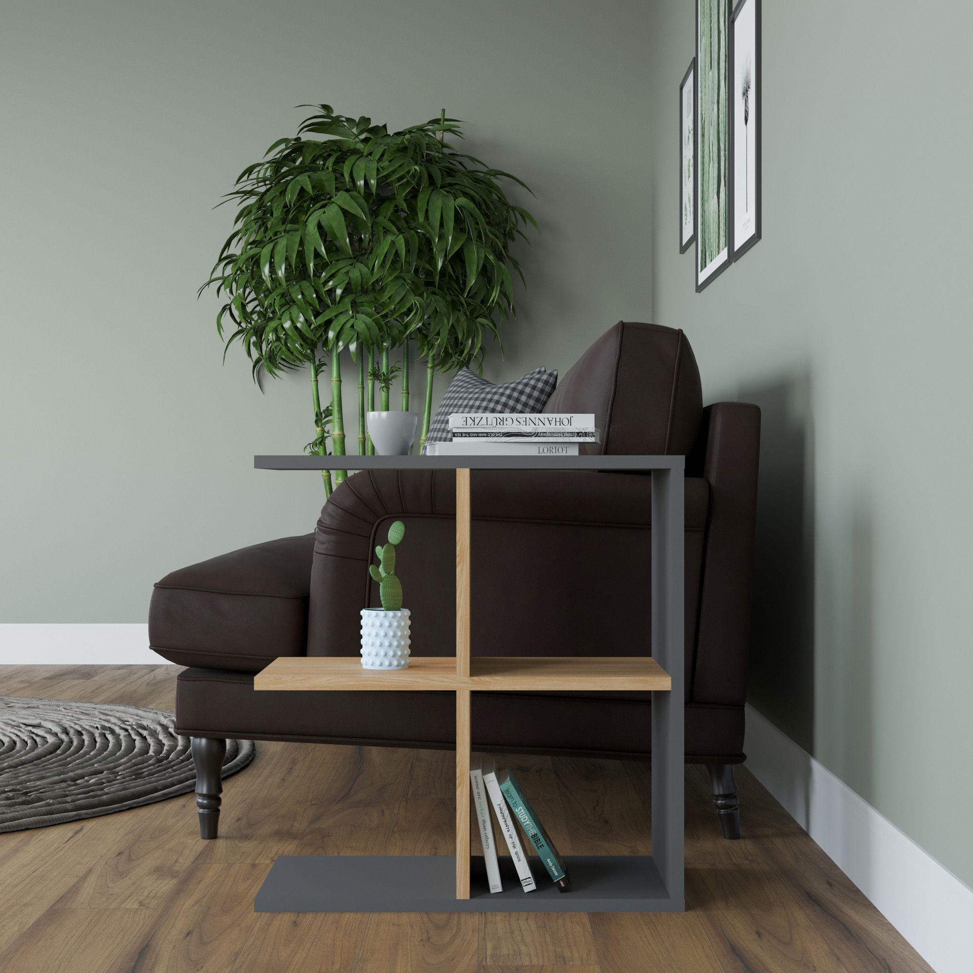 Hamlet bijzettafel 59,6 x 29,6 cm - Eiken/antraciet