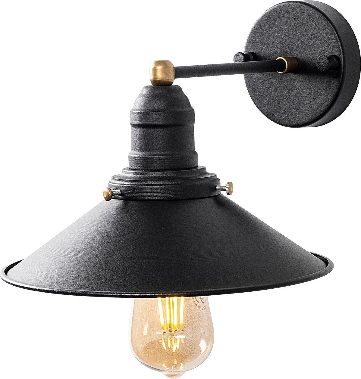 Conische wandlamp 12195 - Zwart