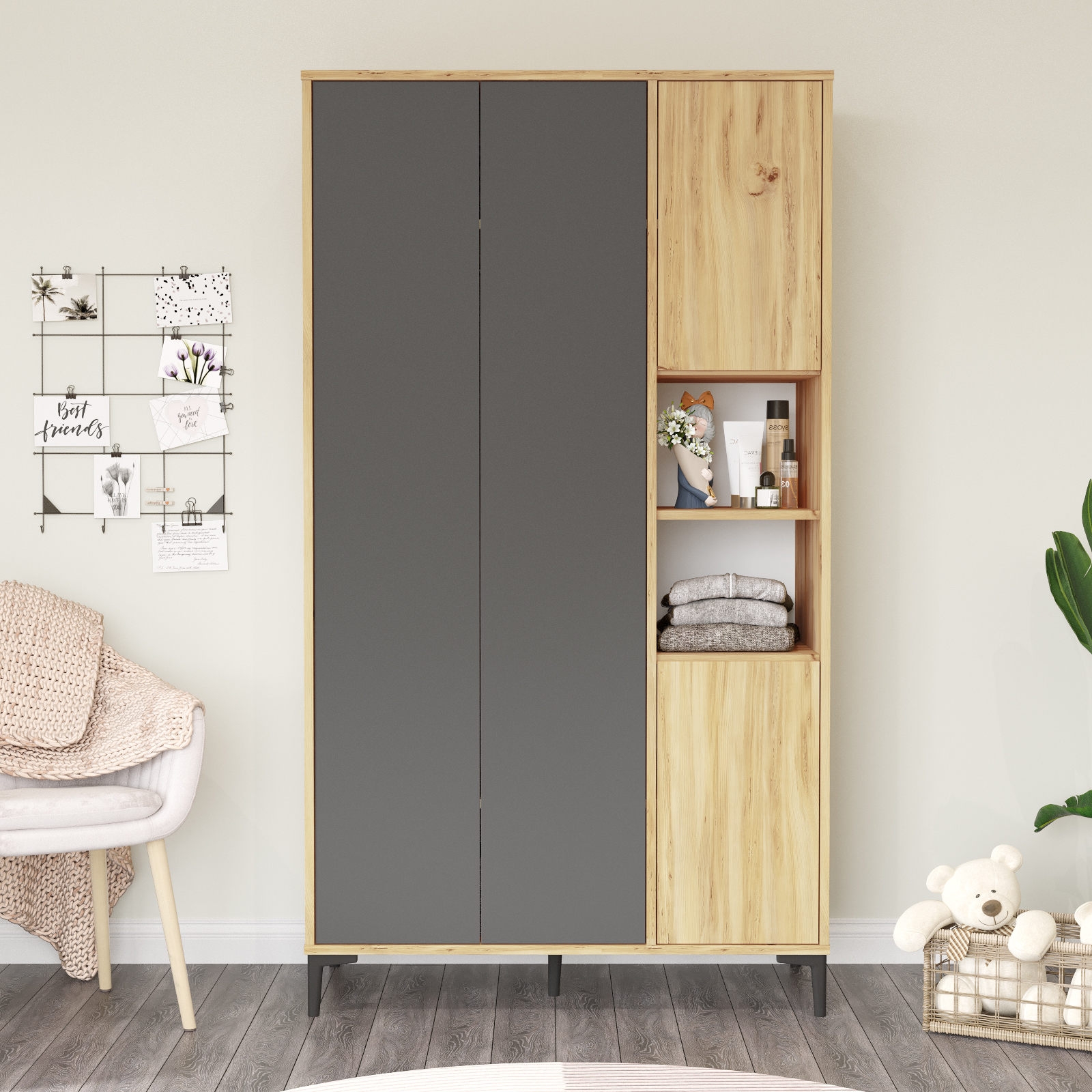 Aristo garderob - Felt/antracit