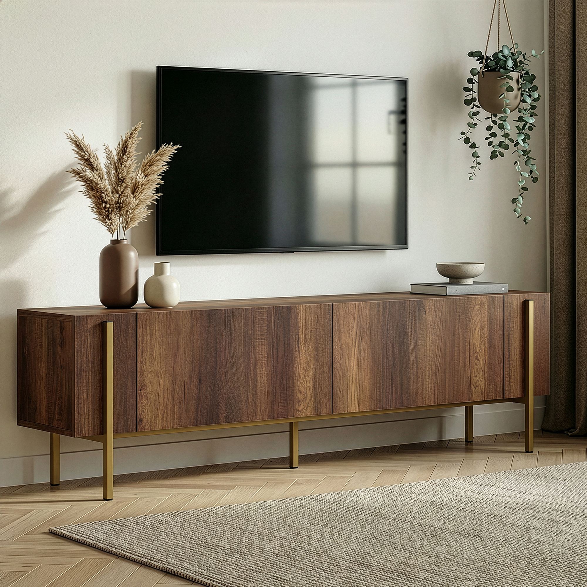 TV-b�nk Nemming 180 cm - Barok valn�t/guld