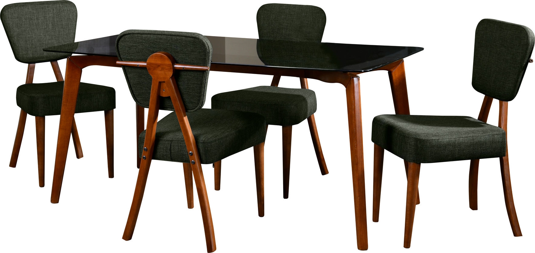 Lici matgrupp - Valnöt/grön + 3.00 x Möbeltassar Lici matgrupp - Valnöt/grön + 3.00 x Möbeltassar