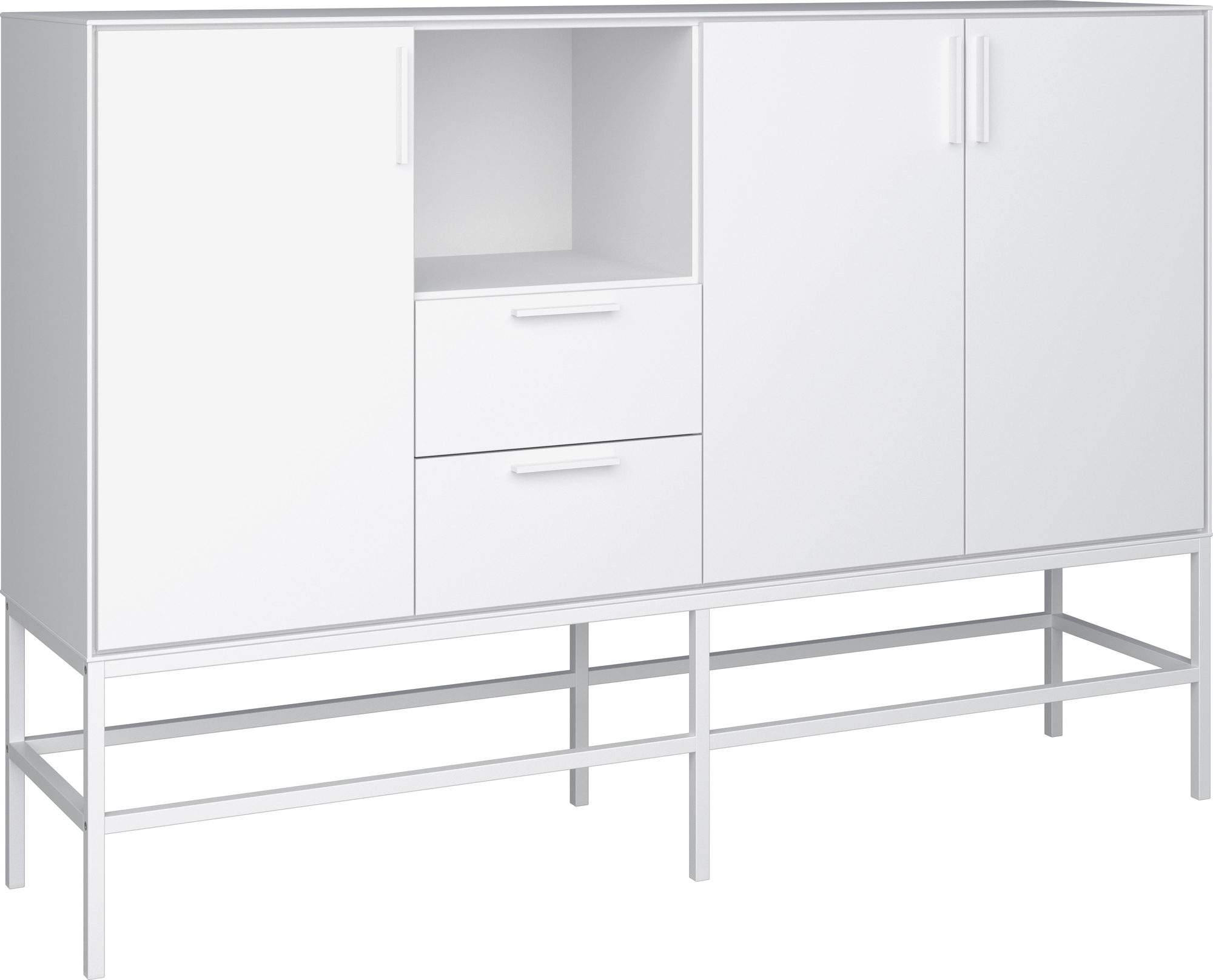 Slank opbergmeubel met 3 deuren en 2 lades - Wit Slank opbergmeubel met 3 deuren en 2 lades - Wit