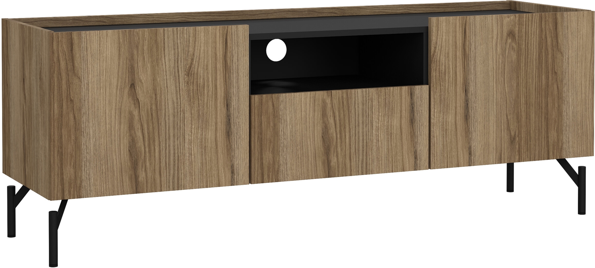 Bergen mediabank - Catania eiken/mat zwart