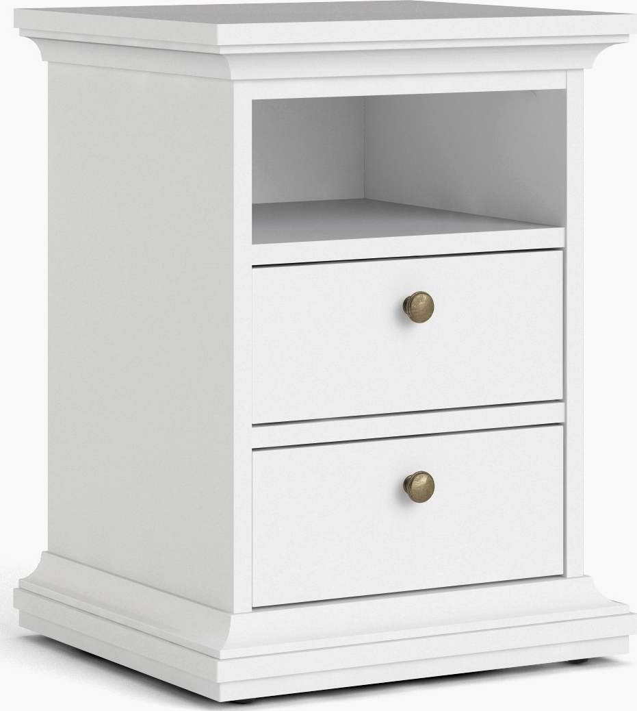 Paris smalt s�ngbord med 2 l�dor och 1 �ppet fack - Vit