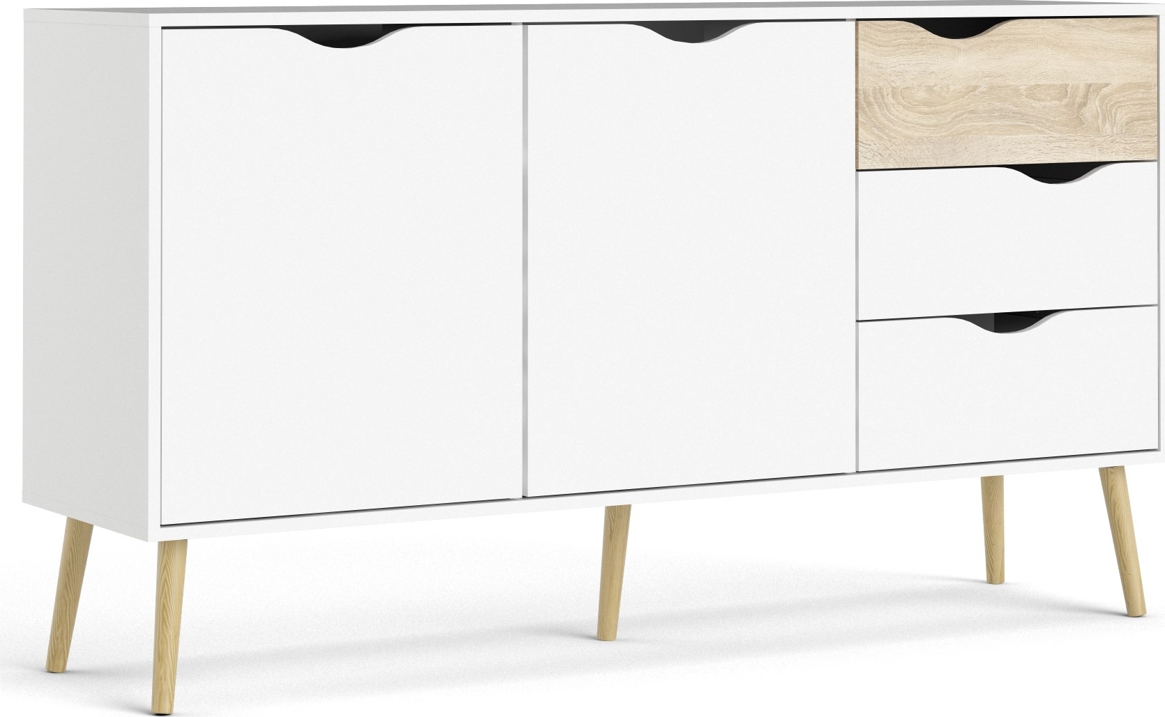Oslo dressoir met 2 kasten en 3 lades - Wit/eiken