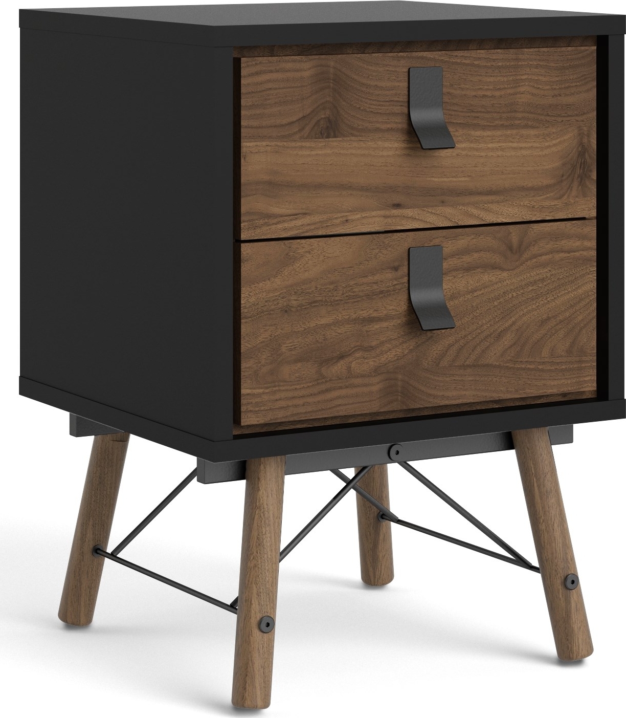 Ry nachtkastje - Zwart/walnoot Ry nachtkastje - Zwart/walnoot