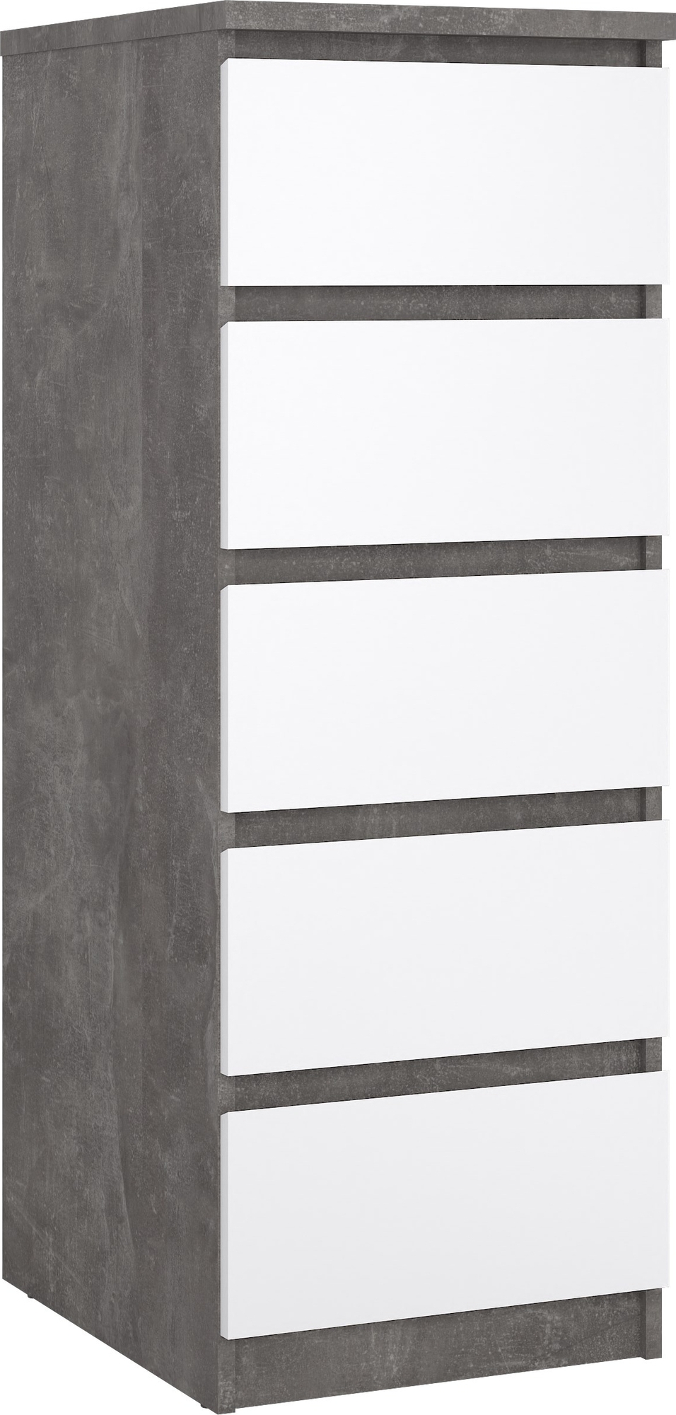 Naia smal dressoir met 5 lades - Beton/wit